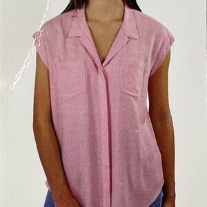 Jack’s Girlfriend Pink Button Front Sleeveless Blouse Shirt Small